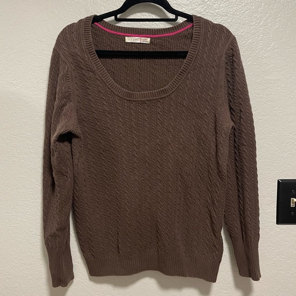 Old Navy Chocolate Brown Cable Knit Scoop Knit Sweater Size XL - Picture 1 of 5